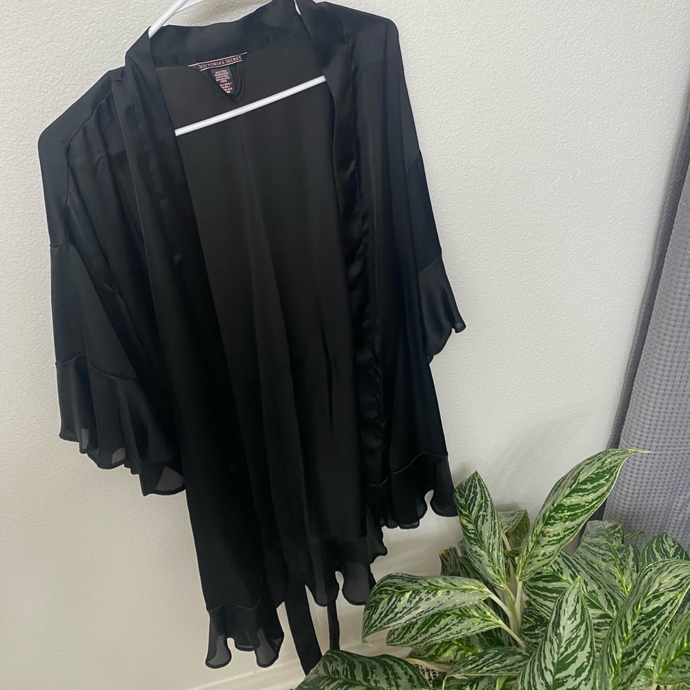 Victoria Secret Black Silk Robe